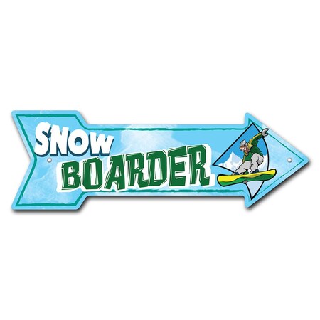 Signmission Snowboarder Arrow Sign Funny Home Decor 24in Wide P-ARROW8-999606